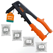 Carica l'immagine nel visualizzatore di Gallery, Rivettatrice Manuale con 200 Pezzi Rivetti, Professionale Pistola rivettatrice robusta, 4 Misure 2,4MM-3,2 MM-4,0MM-4,8M