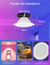 Carica l'immagine nel visualizzatore di Gallery, Aigostar Faretti LED da Incasso per Cartongesso 6W, Smart Bluetooth Mesh Lampada da Soffitto, RGB Dimmerabile, Bianco Ca