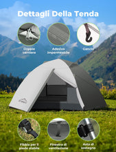 Carica l'immagine nel visualizzatore di Gallery, Gysrevi Tenda Campeggio per 2-3 Persone Tenda da Campeggio Doppia Porta Impermeabile &amp; Antivento Tenda Interna ed Esterna 2 in 1 Adatto per il Campeggio, Escursioni, Arrampicata, Escursioni, Viaggi di