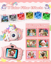 Carica l'immagine nel visualizzatore di Gallery, Macchina Fotografica Bambini, Gofunly 2.0 Pollici Schermo Mini Ricaricabile Fotocamera Digitale, 1080P HD Videocamera Regalo Giocattolo di Natale &amp;Compleanno per Ragazze 3-12 Anni, Scheda 32GB