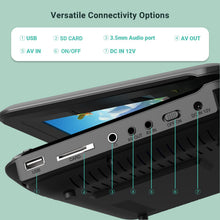 Carica l'immagine nel visualizzatore di Gallery, POFOTO Lettore DVD Portatile 9,5'' con Schermo HD Ruotabile 7,5'', Batteria 4-6 Ore, Supporto Multiformato Dischi/SD/USB, Antiurto, Riproduzione Memoria, Sync TV e Proiettore, con Caricatore per Auto