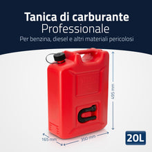 Carica l'immagine nel visualizzatore di Gallery, hünersdorff Tanica Carburante Profi Un da 20 Litri Colore, HDPE, Rosso
