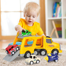 Carica l'immagine nel visualizzatore di Gallery, Aoskie Camion Macchinine 2 3 4 Anni, 5 in 1 con Suoni e Luci, 4 Mini Cars, Giocattolo Regalo per Bambino