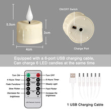 Carica l'immagine nel visualizzatore di Gallery, FREEPOWER 6 candele lumini LED ricaricabili con telecomando timer tremolante, luce bianca calda, dimmerabili, candele el