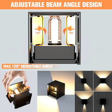 Carica l'immagine nel visualizzatore di Gallery, YrgePowk 2 Pezzi Lampade da Esterno Parete con 9W 3000K Bianco Caldo G9 Sorgente Luminosa Sostituibile，Moderna Applique da Esterno IP65 Impermeabile Angolo del Fascio Regolabile（Nero）