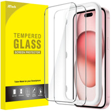 Carica l&#39;immagine nel visualizzatore di Gallery, JETech Pellicola Protettiva per iPhone 15 6,1 Pollici, Senza Bolle, Vetro Temperato Film con Strumento di Installazione Facile, Compatibile con Cover, HD Chiaro, Pacco da 2