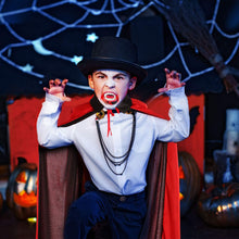 Carica l&#39;immagine nel visualizzatore di Gallery, Mantello per costume di Halloween, mantello da vampiro con cappuccio, mantello con cappuccio reversibile nero rosso, mantello con cappuccio per bambini e adulti di Halloween (90 cm)