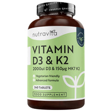 Carica l'immagine nel visualizzatore di Gallery, Nutravita Vitamina D3 K2 MK7-240 Compresse