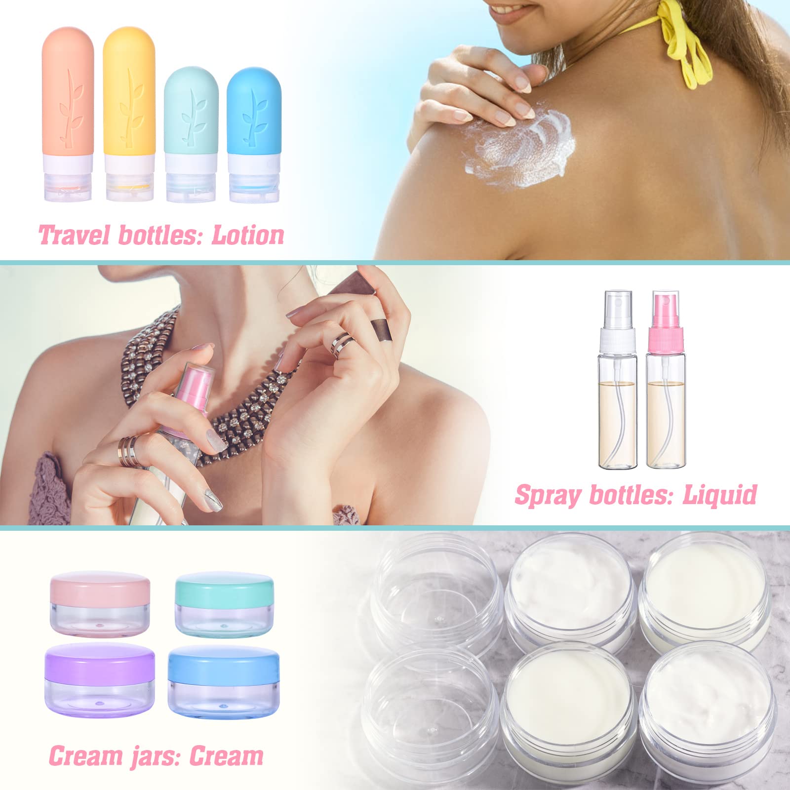 Kit 16 Bottiglie Da Viaggio In Silicone - Flaconi Ricaricabili Per Cosmetici, Senza BPA - Foto 6