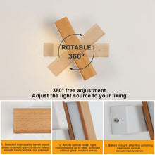 Carica l'immagine nel visualizzatore di Gallery, DELIPOP Applique da Parete LED in Legno 360° Girevole, 3000K Bianco Caldo