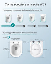 Carica l'immagine nel visualizzatore di Gallery, SONGMICS Sedile WC a Forma a D Lunga, Chiusura Rallentata, Sgancio Rapido