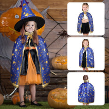 Carica l'immagine nel visualizzatore di Gallery, Mantello da Strega con Cappello, Mantello da Strega di Halloween con Cappello Mago, Strega Mantelli per Bambini Costume 