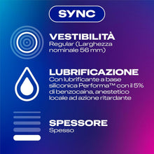 Carica l'immagine nel visualizzatore di Gallery, Durex Mix Performance, Preservativi Durex Lunga Durata e Sync, Preservativi Ritardanti per Lui e con Rilievi e Nervature per Lei, 24 Profilattici