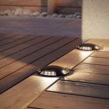 Carica l'immagine nel visualizzatore di Gallery, ledscom.de Luce di terra a LED, waymarker BUNDA per esterni, IP67, 4 lampade, nero, rotondo, 70mm Ø, bianco caldo