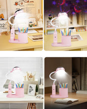 Carica l'immagine nel visualizzatore di Gallery, Lampada da Scrivania a LED per Bambini,Lampada da Tavolo con Portapenne e Proiezione di Stelle,3 Modalità di Luminosità 