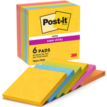 Carica l'immagine nel visualizzatore di Gallery, Post-it Foglietti Super Sticky, 6 Blocchetti (540 Fogli), 76 mm x 76 mm