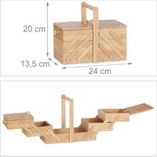 Carica l'immagine nel visualizzatore di Gallery, Relaxdays Cestino Cucito Piccolo bambù Scatola Box Vuoto Porta-Cucito Apribile con Coperchio HLP: 20x24x13,5 cm Beige