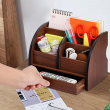 Carica l'immagine nel visualizzatore di Gallery, Foraineam Organizer da scrivania in legno con cassetto, porta telecomando, organizer per trucchi, portapenne in legno da scrivania e cancelleria, per casa, ufficio, scuola, accessori da tavolo