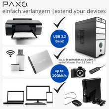 Carica l'immagine nel visualizzatore di Gallery, PAXO Prolunga USB 0,5 m, 10 Gbit/s (1,25 GByte/s), USB 3.2 Gen2 (3.0, 3.1), cavo di prolunga USB, da spina A a presa A, 