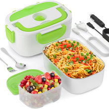 Carica l&#39;immagine nel visualizzatore di Gallery, Scaldavivande Elettrico Portatile in Acciaio Inox (220V &amp; 12V) Portatile 1,5L con Forchetta e Cucchiaio per Auto/Ufficio/Casa