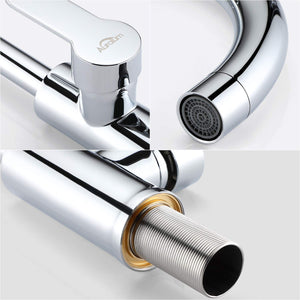 Auralum Rubinetto da cucina elegante miscelatore lavello cucina beccuccio alto girevole a 360° rubinetto lavello montabile ad acqua calda e fredda