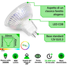 Carica l'immagine nel visualizzatore di Gallery, greenandco 10x Faretti LED 12V GU5.3 3000K, 5W 430lm, senza sfarfallio