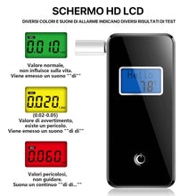 Carica l'immagine nel visualizzatore di Gallery, Etilometro Portatile Certificato, Professionale Digitale Alcol Test con Display LCD Blu Digitale, Etilometro Portatile P