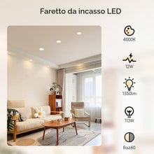 Carica l'immagine nel visualizzatore di Gallery, Aigostar Downlight Da Incasso a LED, 12W Equivalente a 113W, Daylight 4000K, Faretti LED, Oblò a LED, Ф145-155mm, Confez