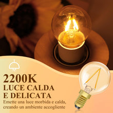 Carica l'immagine nel visualizzatore di Gallery, Luxvista Lampadina LED E14 1,5W Luce Calda 2200K, Stile Vintage Ambra, Equivalente a 20W, Forma Piccola G40 per Lampadar