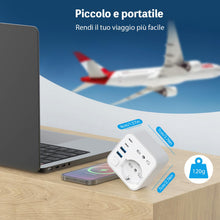 Carica l'immagine nel visualizzatore di Gallery, Adattatore Presa Giappone, 6 in 1 Adattatore Giappone Italiano con 4 USB, per Cina, Filippine, America, Canada, 3680W, S