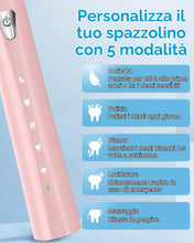 Carica l'immagine nel visualizzatore di Gallery, Spazzolino Elettrico Sonico per Adulti e Bambini - Spazzolino Elettrico con 8 Testine, 5 Modalità, Impermeabile IPX7, Sp