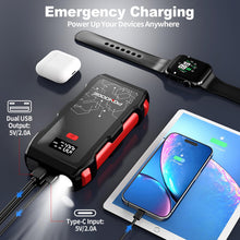 Carica l'immagine nel visualizzatore di Gallery, PGNOOGE 26800mAh 6000A Avviatore per Auto, Avviatore Batteria 12V per Motori fino a 10L Diesel e Tutti Benzina, Power Bank Portatile con Torcia LED e Display