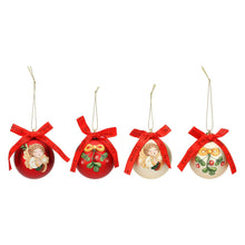 Carica l'immagine nel visualizzatore di Gallery, THUN Set 4 Palline in Poliestere Rosso e Oro per Albero di Natale - Versione Piccola, Collezione Decorazioni, Idea Regalo, Ø 6 cm