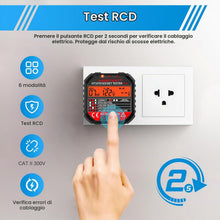 Carica l'immagine nel visualizzatore di Gallery, Tester di presa con test RCD e schermo LCD di tensione Fi, indicatore di tensione di dispersione e corrente, 6 tipi di d