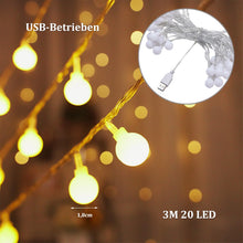 Carica l'immagine nel visualizzatore di Gallery, ENLACE Catena luminosa a LED USB, 3 metri, 20 sfere, luce bianca calda, luce fissa