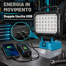 Carica l'immagine nel visualizzatore di Gallery, Faro LED Ricaricabile per Makita Batteria 18V, 6800LM, Due Porte USB