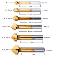 Carica l'immagine nel visualizzatore di Gallery, Svasatore per Metallo Legno, HTBAKOI Punta Trapano per Svasatore Titanio Rivestito in HSS 90°Gradi 6,3mm 8,3mm 10,4mm 12