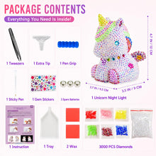 Carica l'immagine nel visualizzatore di Gallery, HappyGoLucky Unicorno Bambina Regalo, Kit Lavoretti Creativi per Bambini LED Luce Notturna, 4D Diamond Painting Kit Comp