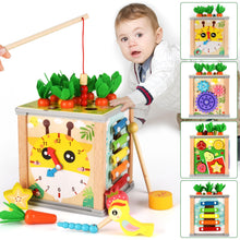 Carica l&#39;immagine nel visualizzatore di Gallery, Cubo di Abilità Motorie in Legno, 7 in 1 Montessori Cubo Multiattività, Cubo di attività in Legno,Giocattolo per attività in Legno,Giochi Educativi, Giochi Bambini, Natale Compleanno Regalo 1 2 3