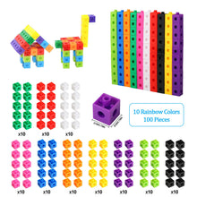 Carica l&#39;immagine nel visualizzatore di Gallery, Cubi ad incastro matematici, 100 blocchi numerici per calcolo, giocattolo educativo per scuola primaria, blocchi di costruzione per sviluppare abilità matematiche, casa dei cubi per bambini