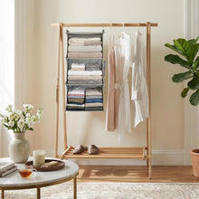 Carica l'immagine nel visualizzatore di Gallery, Cozary Organizer da Appendere con 3 Scomparti, con 2 Ganci Robusti, Appendi Borse da Armadio, Organizer Armadio da Appendere, Pieghevole e Salvaspazio, per Camera da Letto, Grigio
