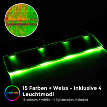 Carica l'immagine nel visualizzatore di Gallery, B.K.Licht Set illuminazione LED per ripiani in vetro, 4 Clip LED RGB, Illuminazione vetrinette, incl. telecomando RGB co