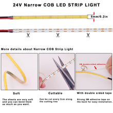 Carica l'immagine nel visualizzatore di Gallery, TOPAI Striscia LED COB 24V Ultra Sottile 5mm Bianco Caldo 5 Metri