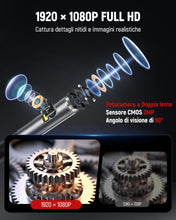 Carica l'immagine nel visualizzatore di Gallery, KAIWEETS Endoscopio con Luce, Doppia Lente 210° Articolata con Controllo a Rotella, Sonda Sottile da 6,5 mm, Schermo IPS 1080P, Cavo Semirigido da 1,6 m, IP67 Impermeabile per Auto e HVAC