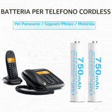 Carica l'immagine nel visualizzatore di Gallery, Batteria AAA HR03 di Ricambio Compatible con Telefoni Cordless Gigaset 750Mah (4)