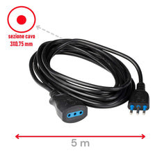 Carica l'immagine nel visualizzatore di Gallery, POLY POOL PP0382.1S Prolunga Elettrica Nera 250V Cavo Estensibile 5 Metri - Spina Italiana 10A 2P+T - 100% Made in Italy