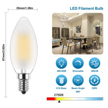 Carica l'immagine nel visualizzatore di Gallery, E14 LED Dimmerabile a Forma di Candela 4W,Lampadine a Candela a LED Vintage Bianco Caldo 2700K,Sostituisce 40W,per Lampa