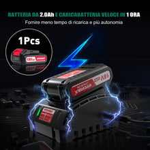 Carica l'immagine nel visualizzatore di Gallery, Trapano Avvitatore Batteria 18V, HYCHIKA Brushless 60Nm Trapano a Percussione, 2.0Ah Batteries, 53 Accessori, Caricatore Rapido, 21+3 Coppie, 2 Velocità Variabile, 0-500/0-2000 RPM