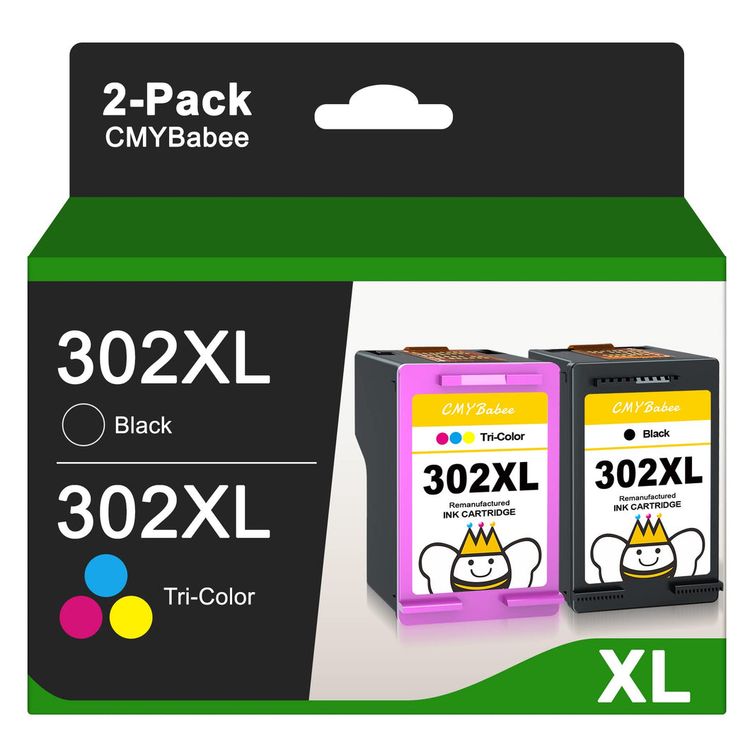CMYBabee 302 XL 302XL Cartucce d'inchiostro Rigenerate per Cartucce HP 302 Nero e Colore per Envy 4520 4522 4527 DeskJet 1110 2130 3630 3632 3634 3636 Officejet 3830 3833 3834 4650 4657 5220 5230 5232