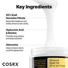Carica l'immagine nel visualizzatore di Gallery, COSRX Advanced Snail 92 Crema tutto in uno, 3,53 oz/100 g | Secrezione idratante della mucina di lumaca filtrata al 92% 